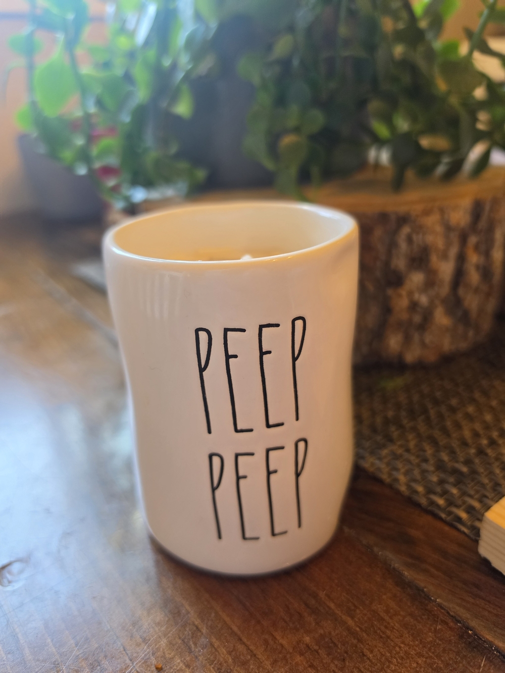 Rae Dunn White Ceramic 'PEEP PEEP'  Candle